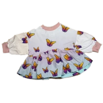 Langarmshirt mit Raffung – Schmetterling
